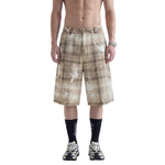 Vintage Plaid Curved-Cut Cropped Pants