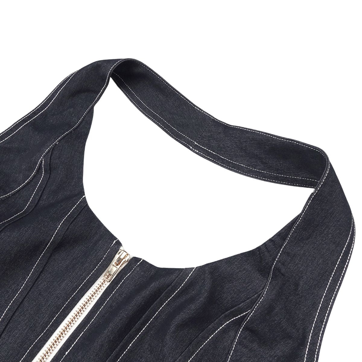 Denim Halterneck Corset Maxi Dress