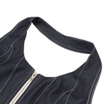 Denim Halterneck Corset Maxi Dress