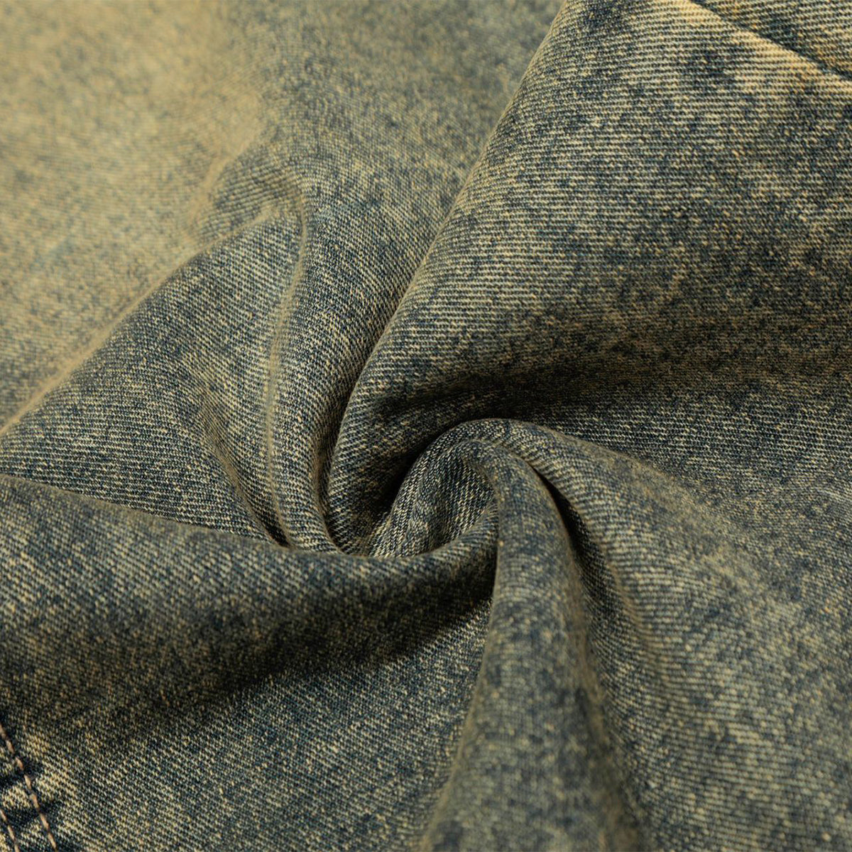 Distressed Wide Leg Denim Pants Asymmetrical Layered Waist