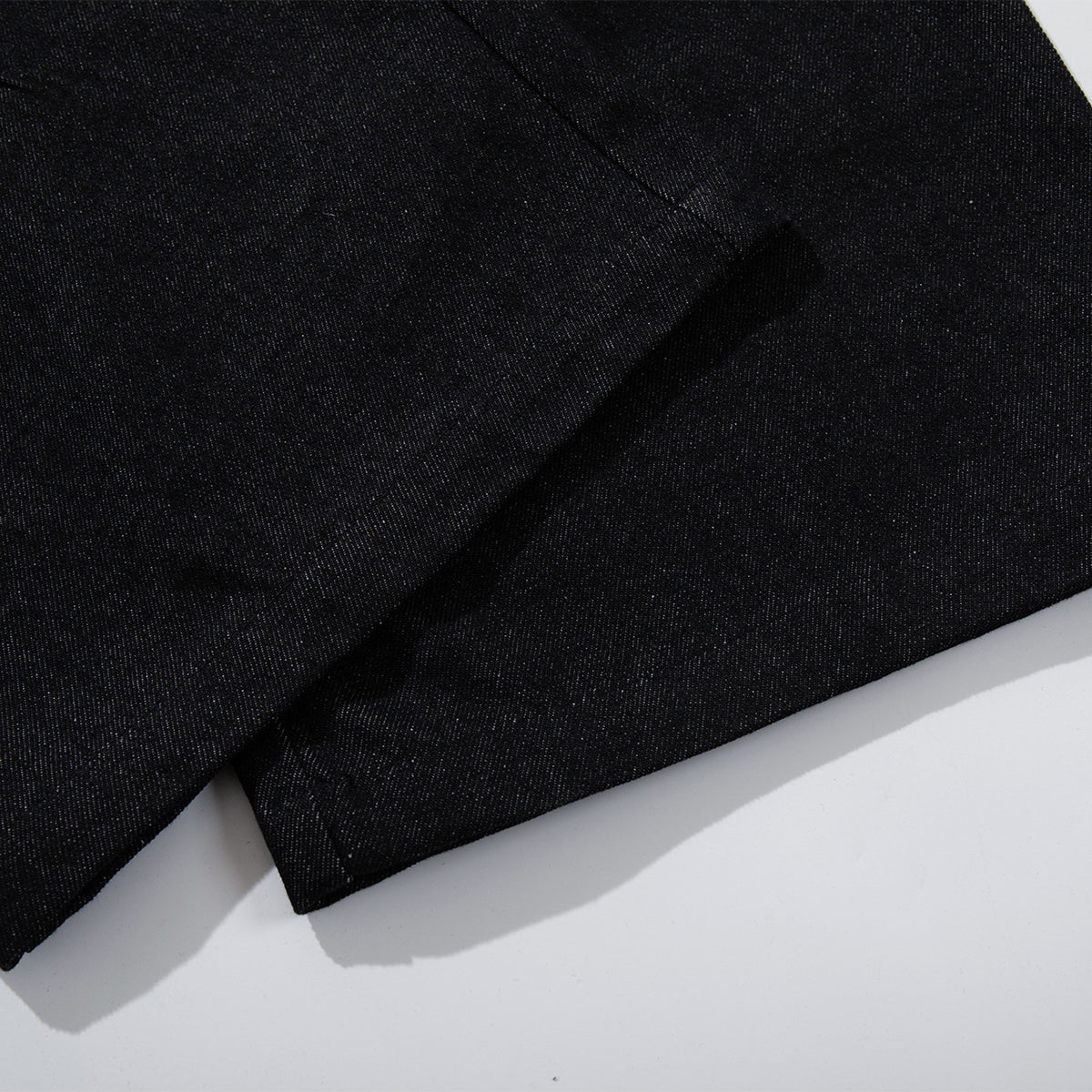 Croc Textured Panels Edgy Black Denim Wide Leg Jeans