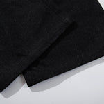 Croc Textured Panels Edgy Black Denim Wide Leg Jeans