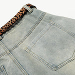 Leopard Print Belt Vintage Wide Leg Distressed Denim