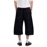 Patchwork Wide-Leg Cropped Denim Jeans