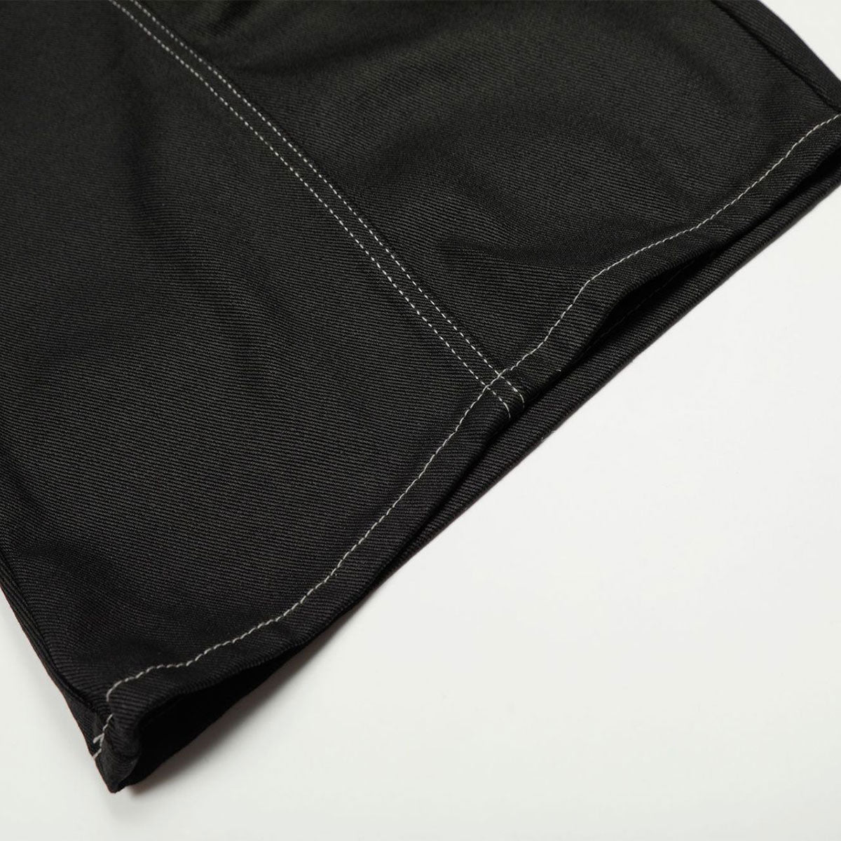 Black Wide Leg Contrast Stitch Denim Pants