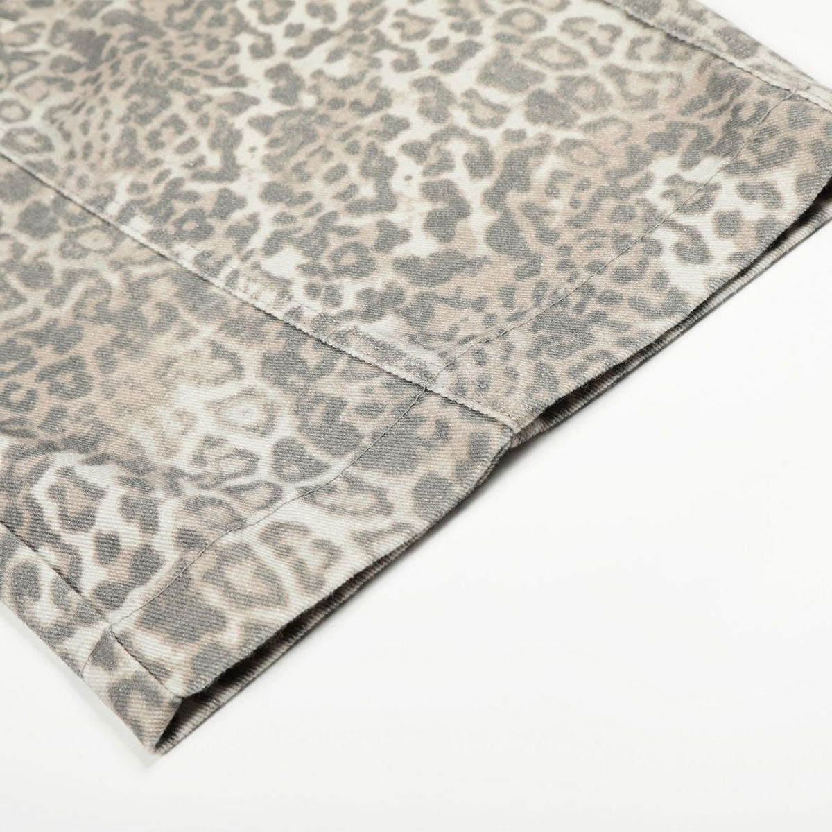 Leopard Print Cargo Wide-Leg Denim Pants