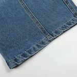 Large Patch Pocket Vintage Washed Wide Leg Denim