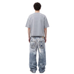 West Coast Double Waist Denim Texture Wide Leg Pants