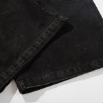 Artistic Brown Fade Geometric Stitching Black Denim Wide Leg Jeans