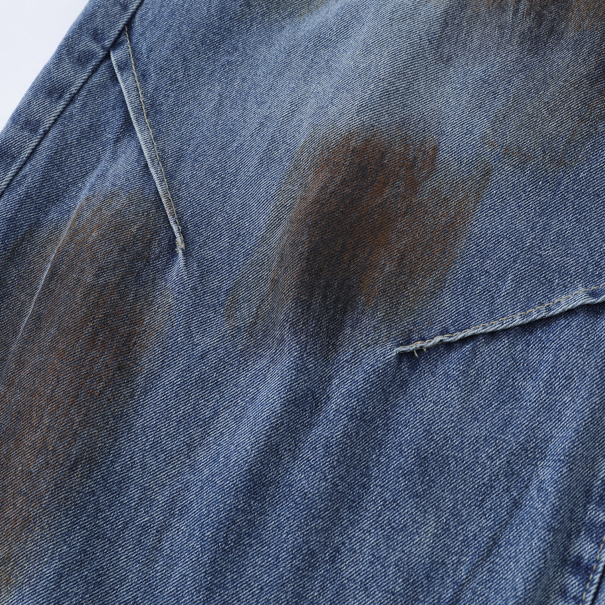 Retro Painted Barrel-Leg Denim Pants