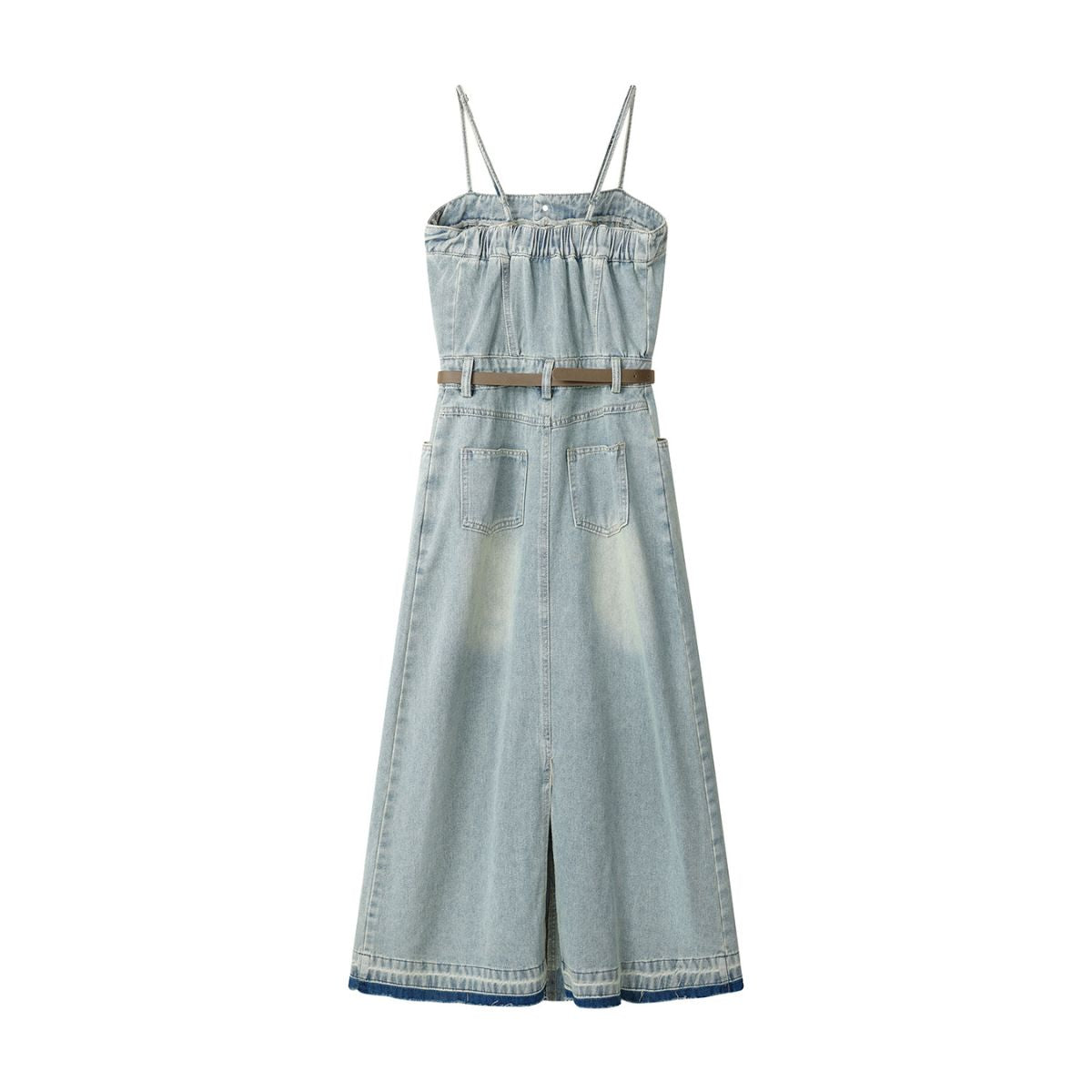 Vintage Washed Strappy Denim Mididress