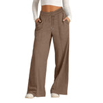 Women's Drawstring High Waist Wide Leg Pants Casual Comfy Trousers