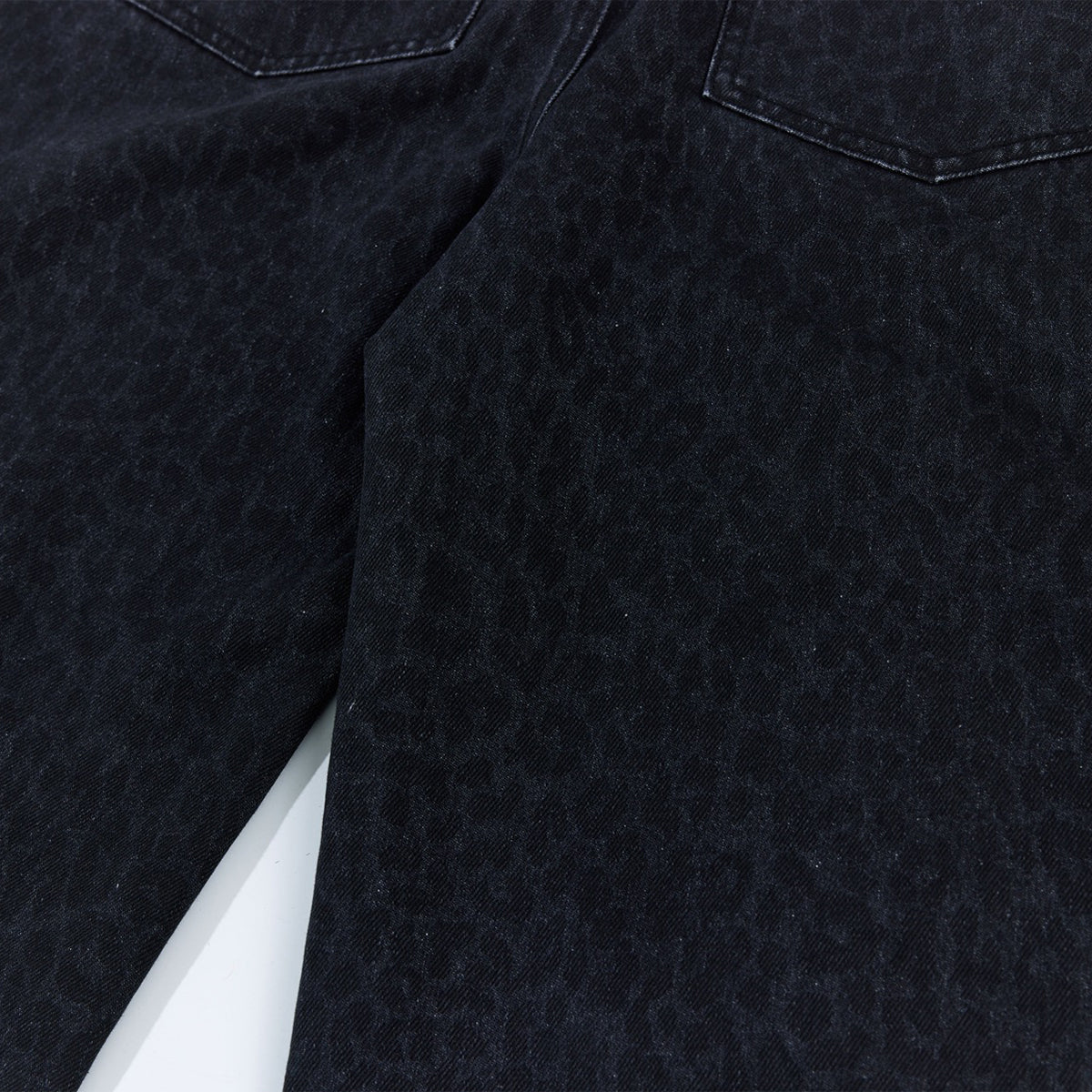 Vintage Washed Leopard Print Relaxed Wide Jeans