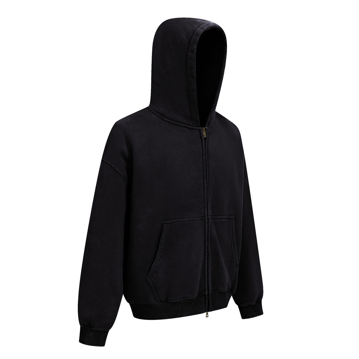 Vintage Oversized Full Zip Kangaroo Pocket Hoodie
