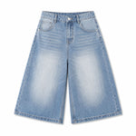 Vintage Sand Wash Straight Leg Denim Shorts