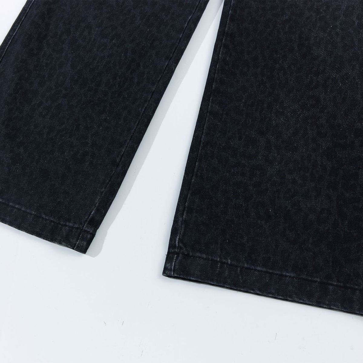 Vintage Washed Leopard Print Relaxed Wide Jeans