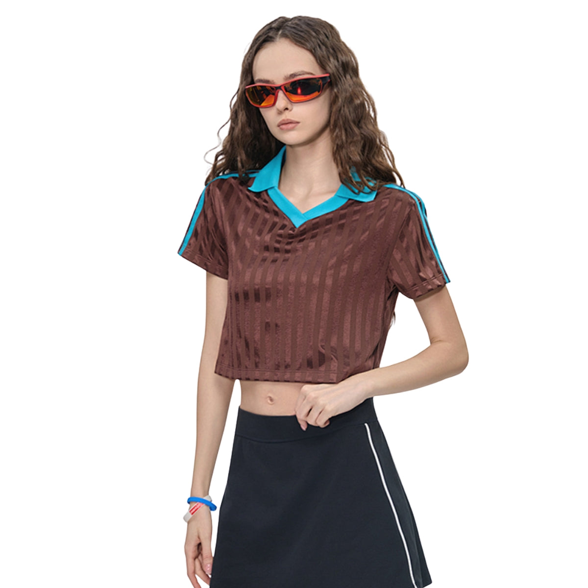 Contrast Panel Y2K Athletic Crop Tee