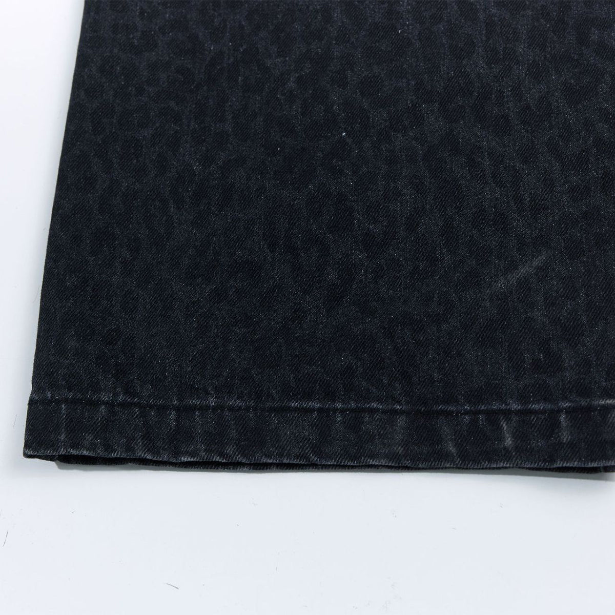 Vintage Washed Leopard Print Relaxed Wide Jeans