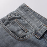 Panel Stitching Detail Light Wash Denim Shorts