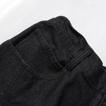 Black Elastic Waist Comfort Denim Shorts