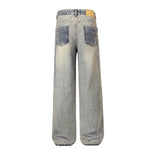 Light Wash Faded Wide-Leg Denim Pants