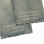 Vintage Wash Distressed Wide-Leg Jeans