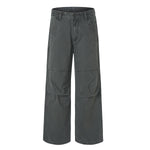 Vintage Washed Workwear Wide-Leg Relaxed Cargo Pants