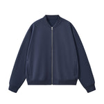 Solid Zip-Front Fleece Bomber Jacket