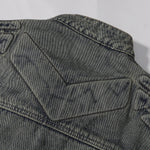 Bold Stitching Distressed Denim Jacket