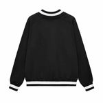 Contrast Trim V-Neck Pullover Sweatshirt