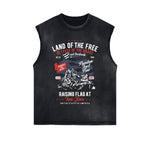 Land Of The Free Graphic Sleeveless Faded Tee-INNBLAC Fashion Apparel