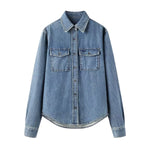 Women's Loose Long-sleeved Denim Shirt Top