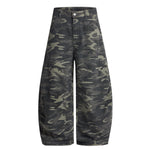 Camo Print Cargo Wide Leg Denim Jeans