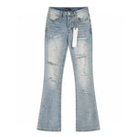 Distressed Stretch Flared Denim Jeans