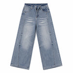 Vintage Grey Wash Relaxed Straight Leg Denim Jeans