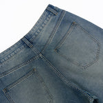 Wide-Leg Bermuda Washed Denim Shorts