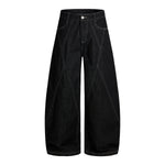 Vintage Washed Paneled Barrel-Leg Baggy Jeans