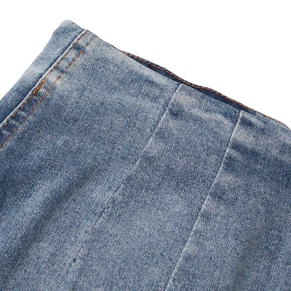 Raw Hem Ombr¨¦ Washed Denim Maxi Skirt
