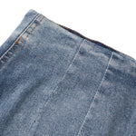 Raw Hem Ombr¨¦ Washed Denim Maxi Skirt