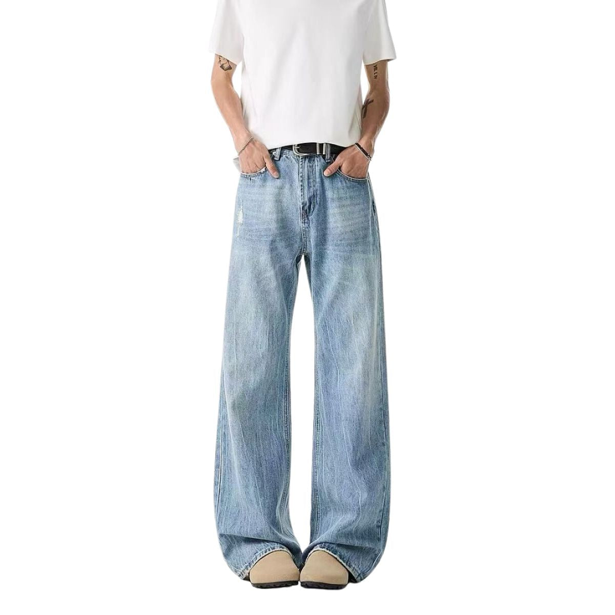 Light Wash Relaxed Bootcut Denim Jeans
