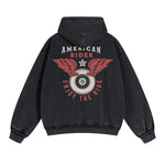 American Rider Graphic Double Slider Zip Hoodie-INNBLAC Fashion Apparel