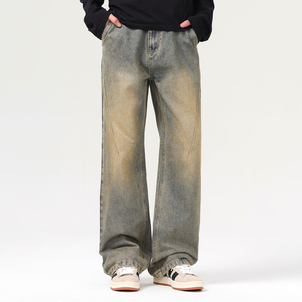 Mud Wash Baggy Seam jeans-INNBLAC Fashion Apparel