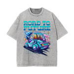 Road To Future Washed Graphic Tee-INNBLAC Fashion Apparel