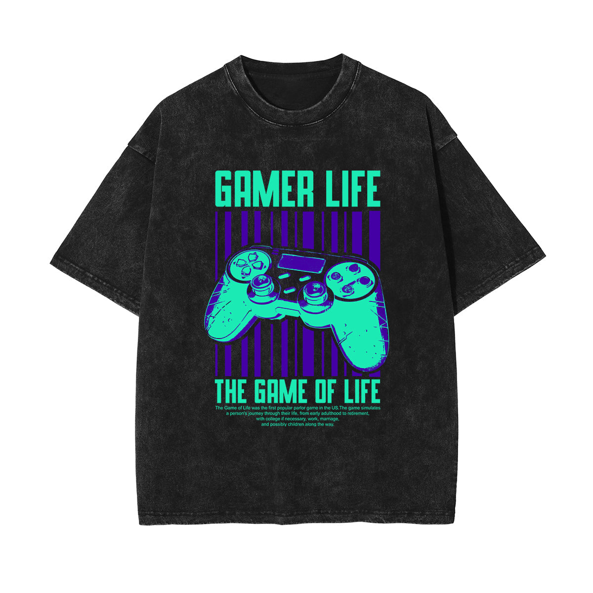 Gamer Life Gaming Stone Wash Graphic Tee-INNBLAC Fashion Apparel