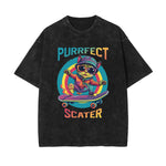 Cute Cat Stone Wash Graphic Tee-INNBLAC Fashion Apparel