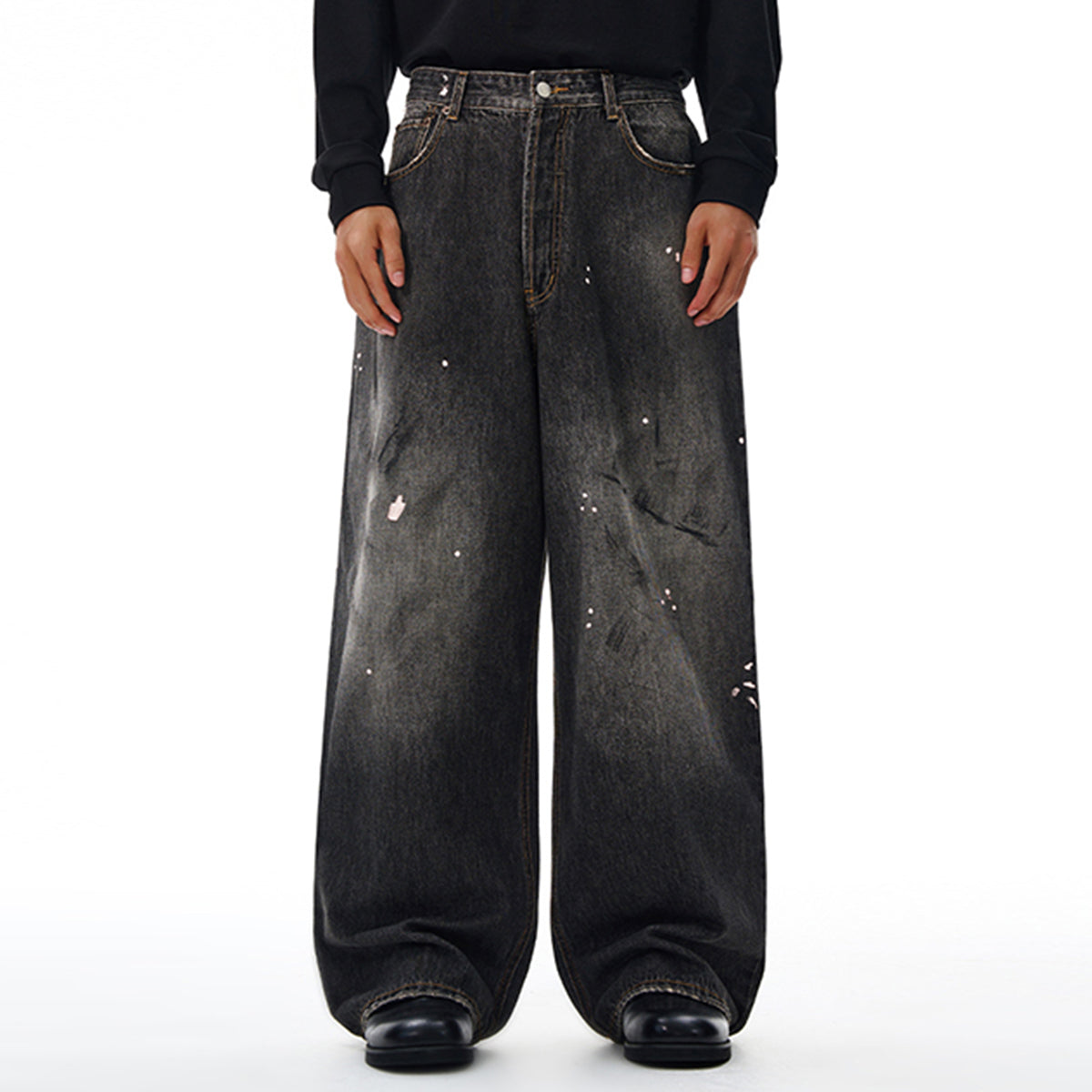 Paint Splatter Vintage Washed Straight Leg Jeans