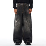 Paint Splatter Vintage Washed Straight Leg Jeans