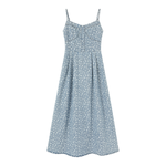 Floral Print Denim Spaghetti-Strap Dress