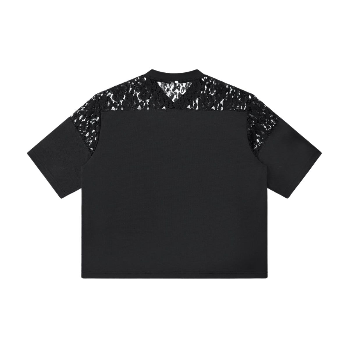 Openwork Lace-Stitching V-Neck Boxy Tee