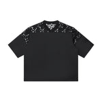 Openwork Lace-Stitching V-Neck Boxy Tee